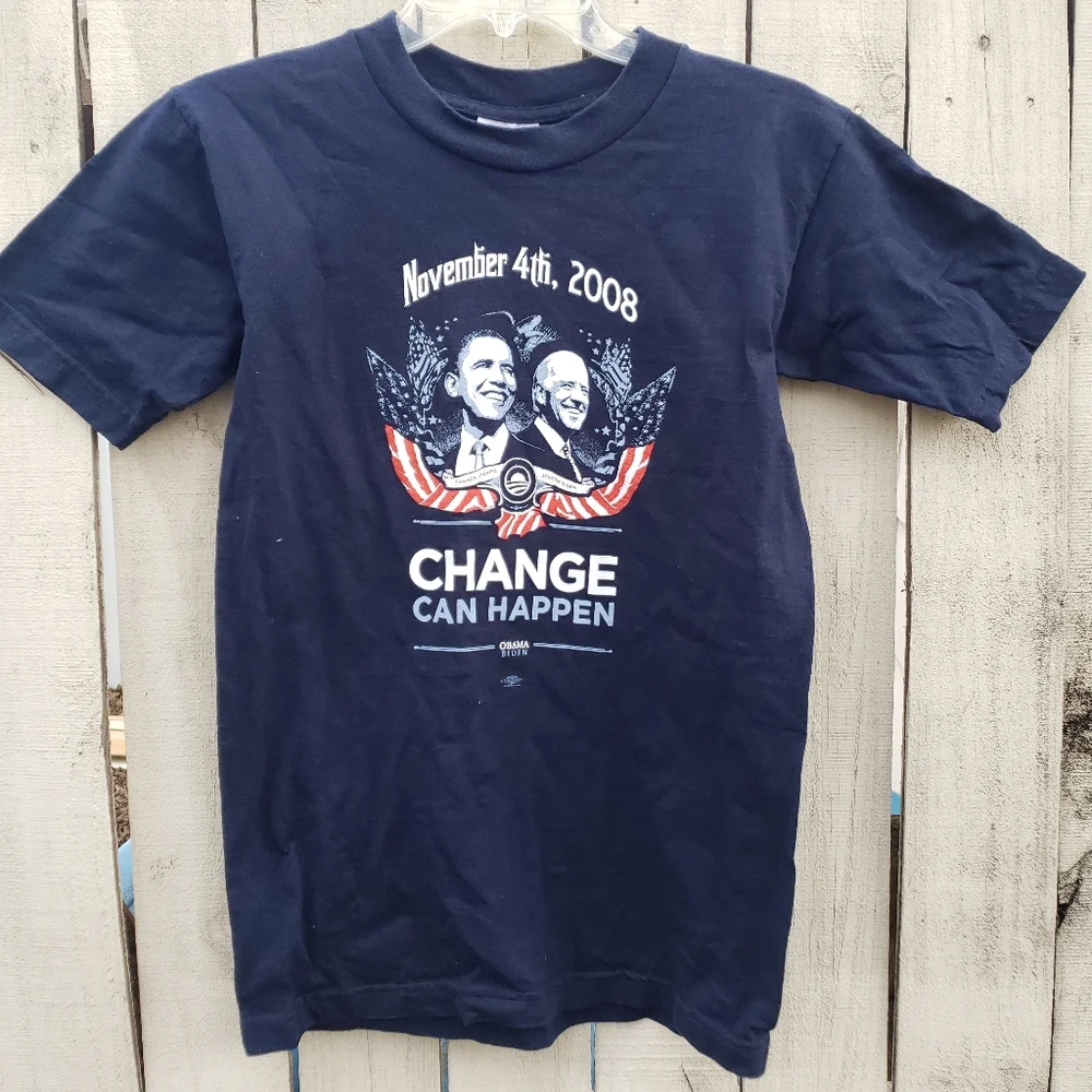 Vintage Unisex 2008 Obama Biden Change Can Happen Campain T Shirt - S - Picture 4 of 10
